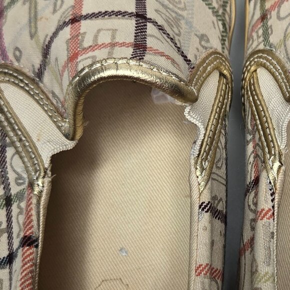 Coach Beale Poppy Plaid Slip On Sneakers Women's Metallic Gold Cap Toe 5.5 - Picture 7 of 11